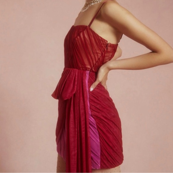 NWT Anthropologie Structured Tulle Dress Pink/Rose - Picture 2 of 10